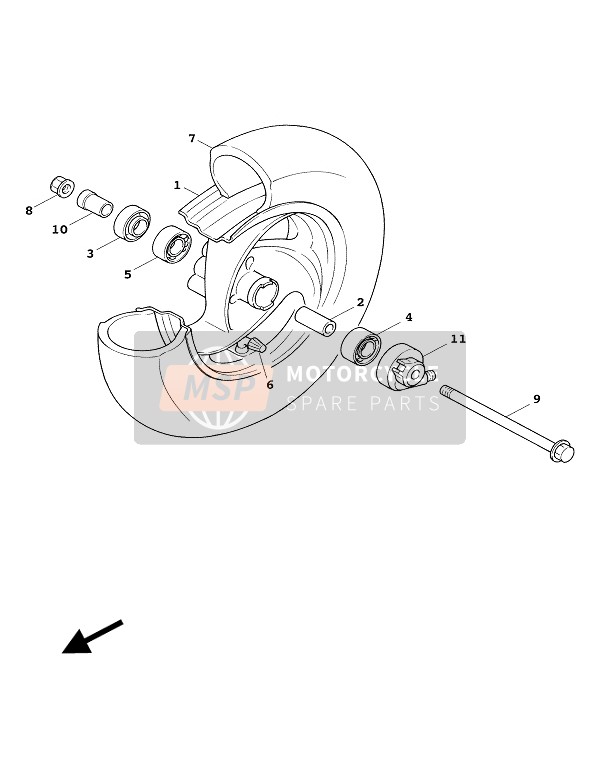 5FMF51810000, Radachse, Vorne, Yamaha, 3